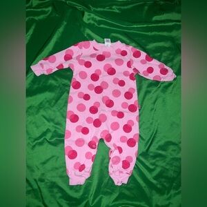 Old Navy Pink and Red Polka Dot Kids Footie 3-6 Months